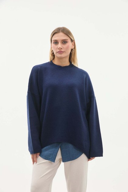 Women's Casual Knitted Crew Neck Oversize Sweater