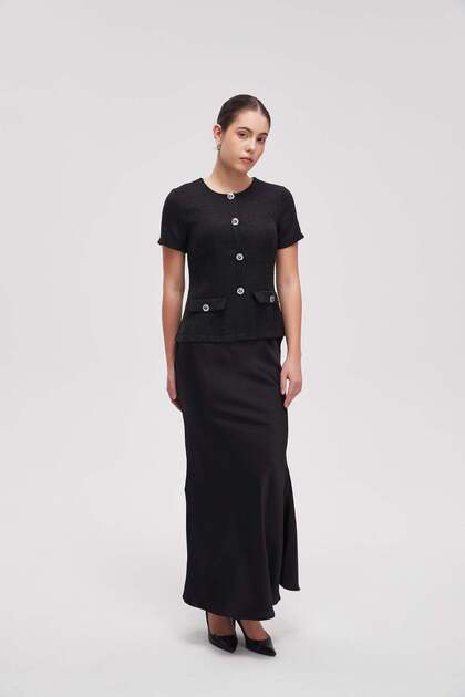 Short Sleeve Button Detail Midi Dress