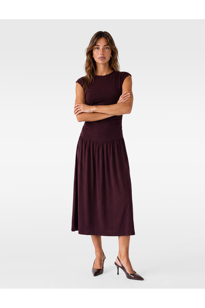 Burgundy Plain Women Dress