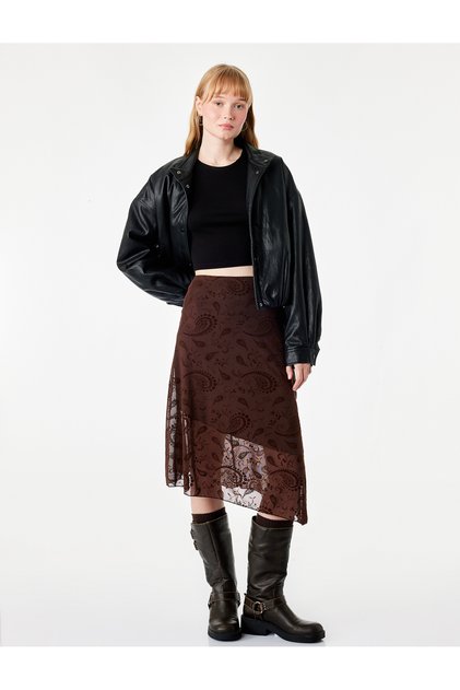 Women Brown Paisley Skirt