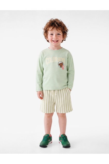 Baby Boys Cream Striped Shorts