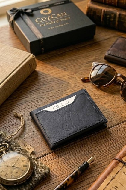 Vintage Black Hunter Magnetic Genuine Leather Men's Wallet – Unlined, with 4+ Card Slots and Large Coin Compartment
