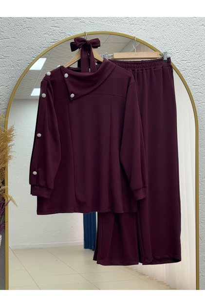 Dilper Degaj Collar Sleeve Buttoned Suit-Na3484 Plum