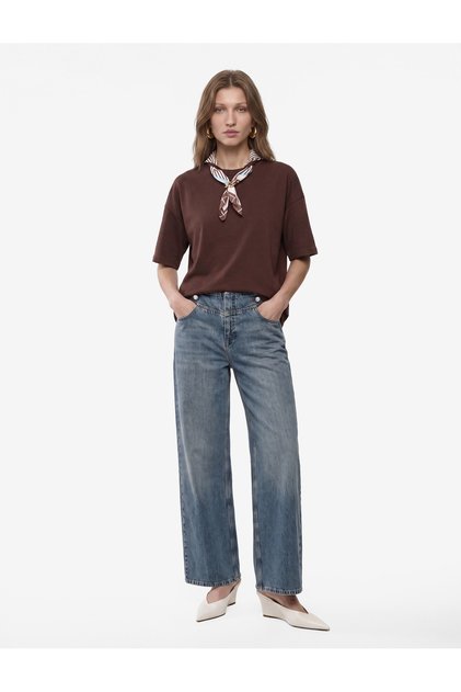 Women Brown Plain Round Neck Short Sleeves T-Shirt