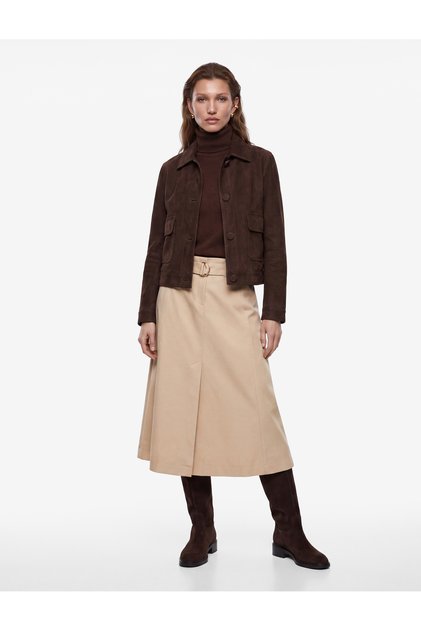 Women Beige Plain Skirt