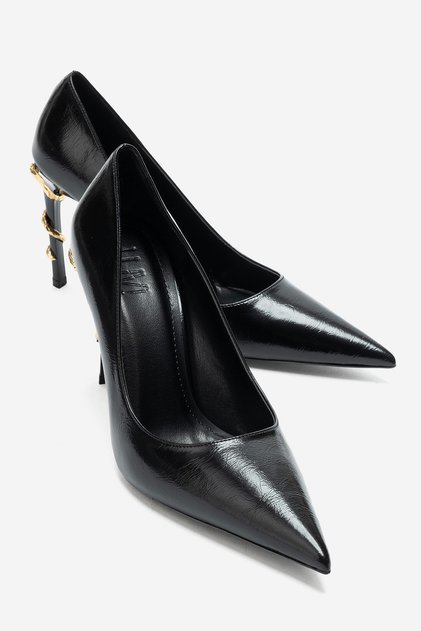 Adriana Black Women's Gold Detailed Heeled Shoes