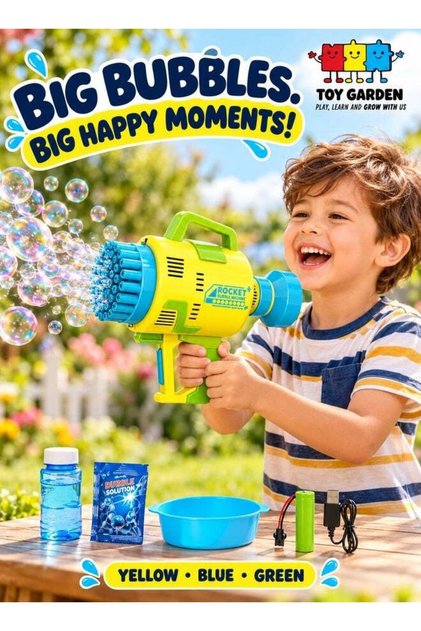 Upgraded Bubble Gun with Light – 48-Hole Electric Handheld Bubble Machine for Kids