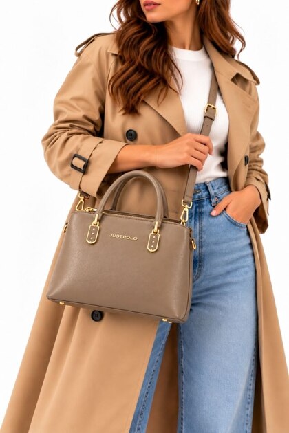 Women's Stylish Accessory Waterproof Fabric Long Strap 4-Compartment Hand and Shoulder Bag