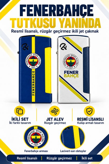 Lisanslı 2'li Metal Jet Çakmak Pürmüz Gazlı Doldurulabilir Rüzgar Geçirmez FB Tasarım