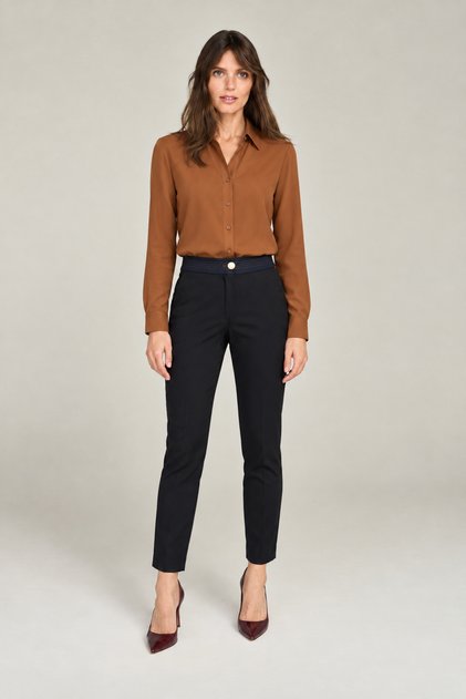 Denim Detailed Fabric Trousers