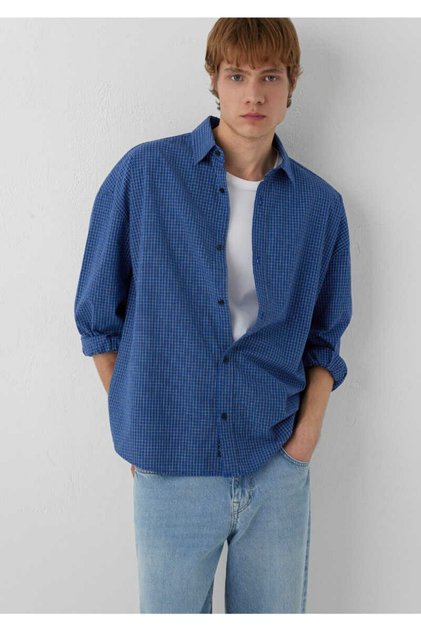 Men's Plaid Shirt Blueprint/Marshmallow Karel Shirt