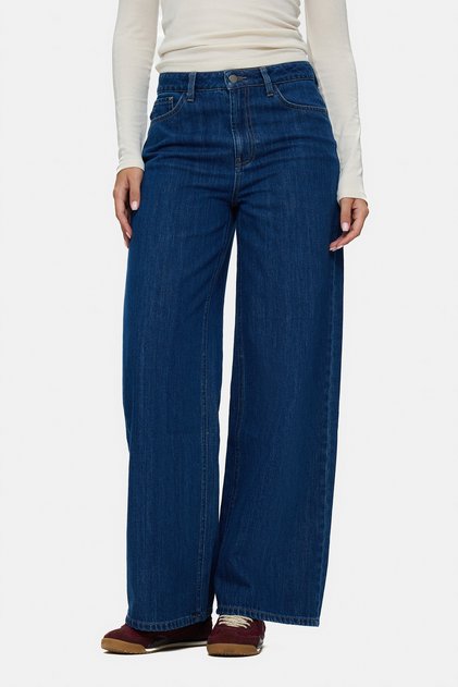 Aura Light Blue Denim Wide Leg 100% Cotton Standard Fit Women's Trousers