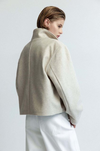 Felted funnel-collar jacket