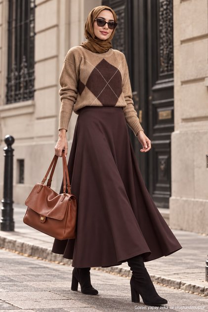 Baklava Pattern Sweater Camel Hm2976