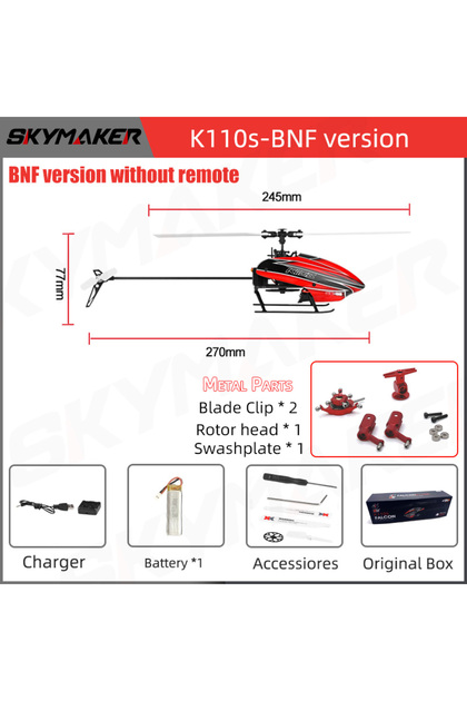 طائرة هليكوبتر K110S-BNF-1B-M1 من Wltoys XK طراز K110s بنظام تحكم عن بعد BNF 2.4G 6CH 3D 6G مع محرك بدون فرش