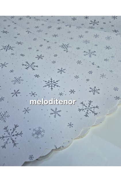 Silver Glitter Pearlescent Compressed Lined Tomato Paste Stain-Resistant Wipeable Luxury Linen Snowflake Star Pattern Round Non-Slip Pvc Oilcloth Tablecloth