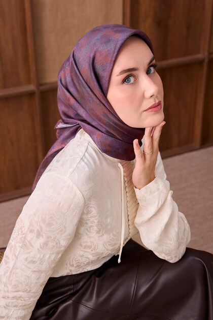Twill Silk Scarf Batik Purple