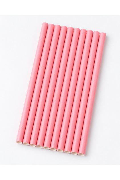 Straws Made of Paper Straws, Pink Color, 10 Pieces