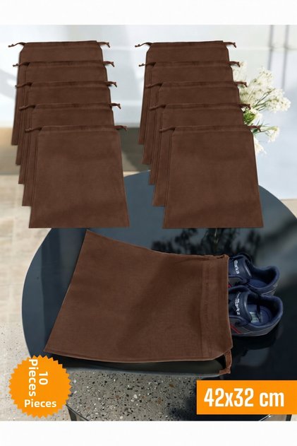 10 Pieces Brown Drawstring Shoe Storage Bag Travel Pouch Multipurpose Closet Drawer Suitcase Organizer