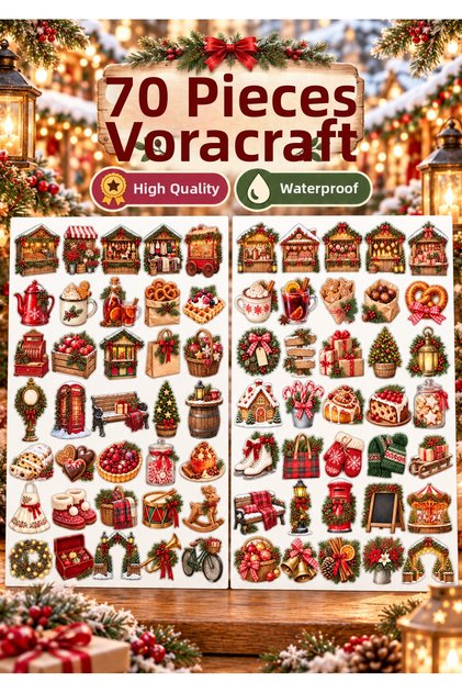 70 Pieces New Year Themed Sticker Set – New Year Themed Agenda, Notebook, and Gift Wrapping Decoration Labels Ybs0024