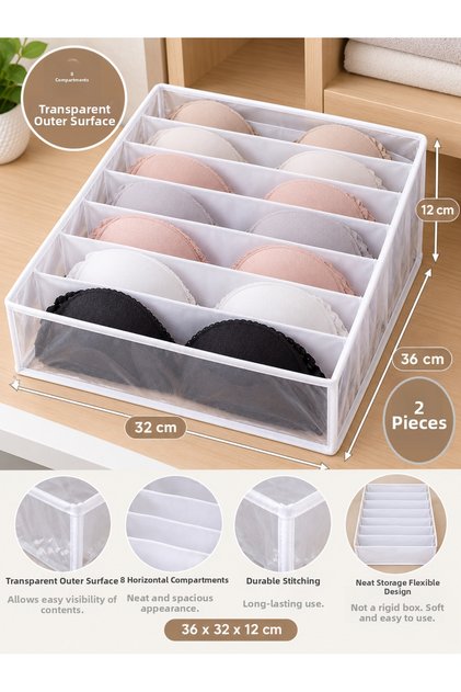 2 Transparent Bra Organizer 36 X 32 X 12 Cm