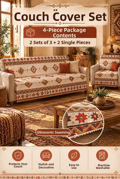 Multi-Purpose Sofa Cover,Sofa Bed Cover Set with Non-Slip Sponge 3,3,1,1