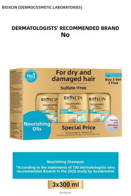 Nourishing Oils Intensive Care Shampoo 3X300 ml - Sulfate-Free, for Processed, Damaged Hair