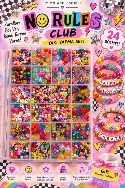 🌈⚡By Mo Accessories – No Rules Club | 24-Piece Jewelry-Making Kit