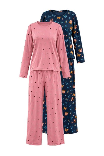 Çok Renkli Kalp 30/1 penye süprem Örme Pijama Takımı THMAW27PT00285