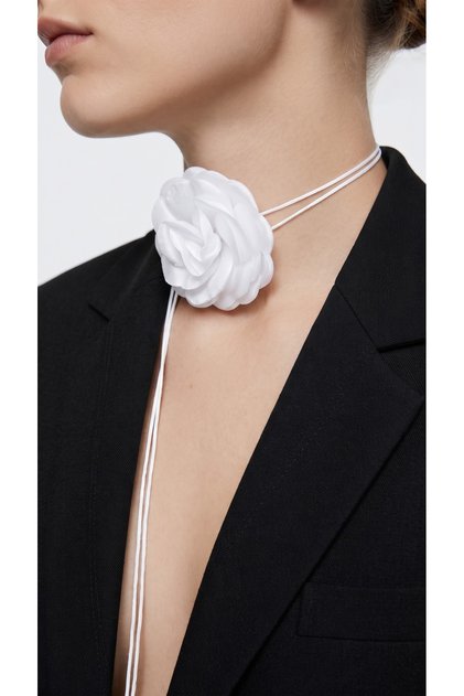 Lace-Up Fabric Flower Choker Necklace Rose Necklace