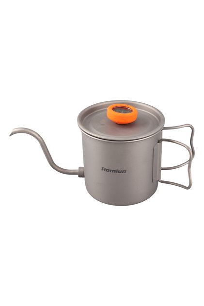 Dark Grey Aomiun Titanium Pour Over Kettle Outdoor Ti Pour Over Coffee Kettle 400ml Gooseneck Tea Ke