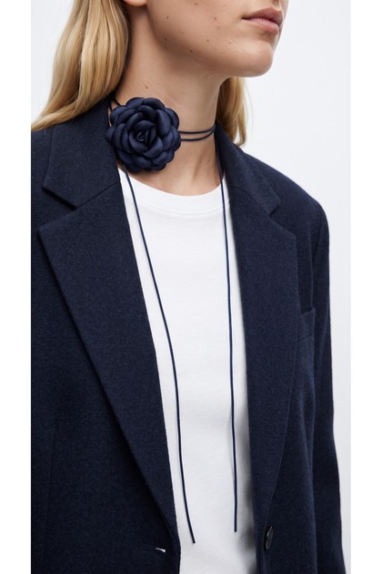 Lace-Up Fabric Flower Choker Necklace Rose Necklace