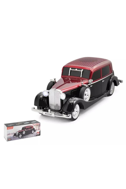 Wster WS1934 FM Radyo/10W/USB/TF/LED Klasik Araba Tasarımlı Bordo Bluetooth Hoparlör