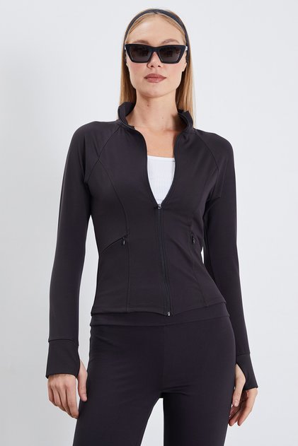 Finger-Loop Diving Fabric Slim Fit Jacket