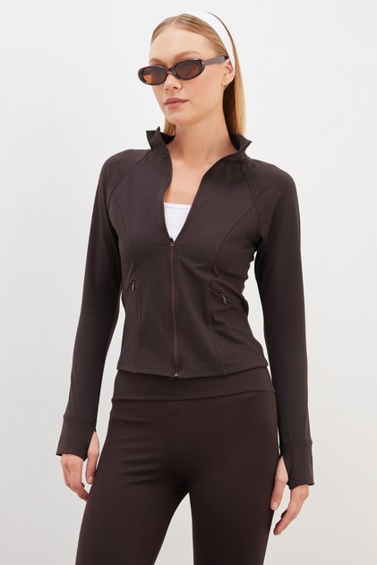 Finger-Loop Diving Fabric Slim Fit Jacket