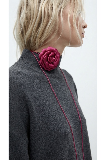 Lace-Up Fabric Flower Choker Necklace Rose Necklace