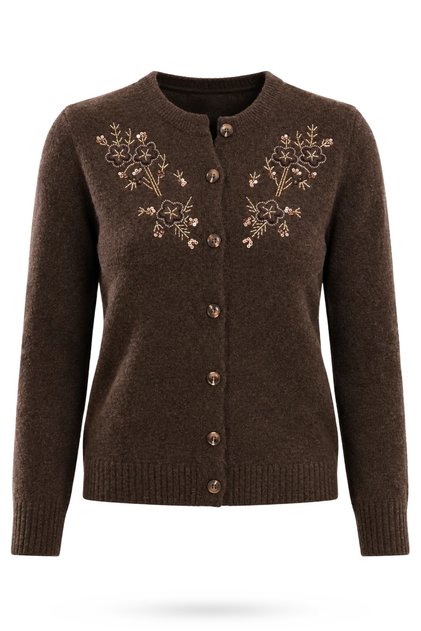 Brown Beaded and Sequin Embroidered Cardigan 7892