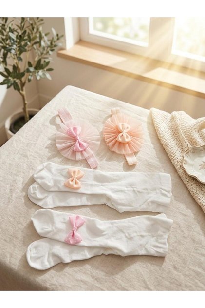Banadana Pantyhose Set of 2 Baby Girl & Child Cotton Solid Color Pantyhose Newborn Hospital Release Mevlütlük