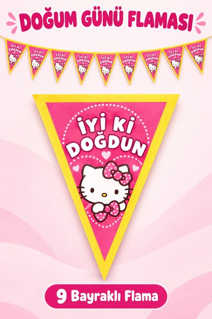 Hello Kitty Temalı Flama seti 9 bayrak
