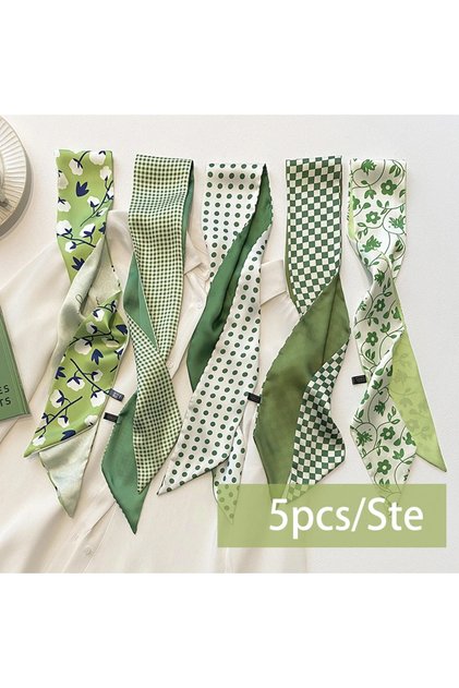 86x6cm Set-3 5pcs/set Series Silk Satin Scarf Women Cloth Hair Bands Headdress Accessories Lady Scar
