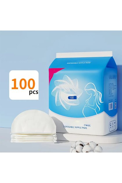 100PCS 100pcs Soft Nursing Pads - Comfortable, Disposable Breastfeeding Pads for Moms, White, 100% P