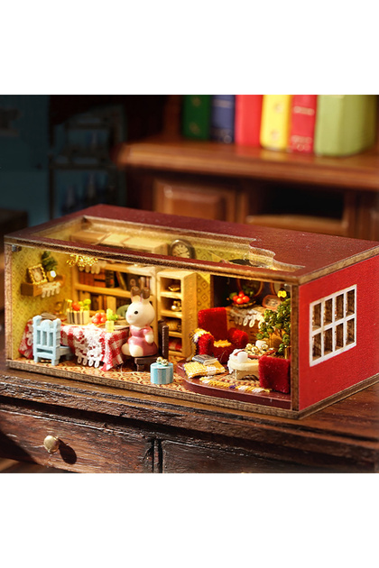 QH-001 Doll House Miniature 3D Puzzle Toys Wooden Dollhouse Handmade Assembly Models For Teenagers B