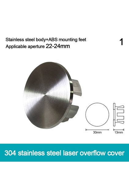 1 Stainless Steel Basin Sink Hole Overflow Cover Ring Insert Replacement Hole Hollow Round Drain Ca.