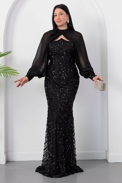 Strapless Neckline Sequin Dress with Bolero Ecr5972