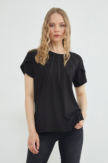 Stone Detailed Casual T-Shirt