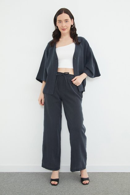 Elastic Waist Pocket Palazzo Trousers