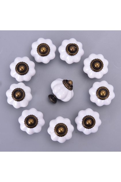 one size 10pcs Vintage Furniture Handle Door Knobs Drawer Cupboard Pull Handle Pumpkin