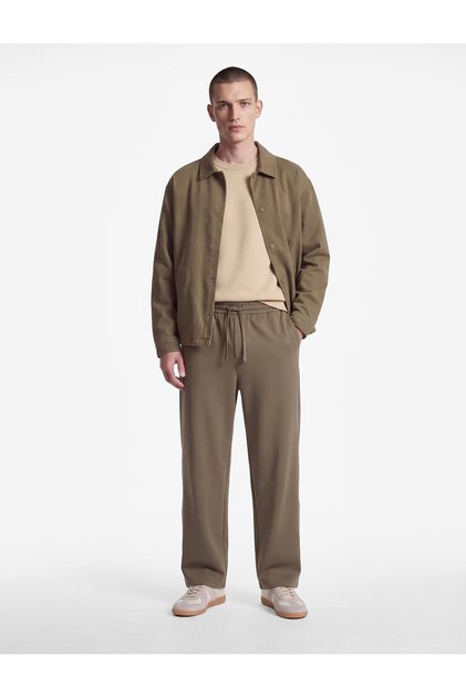 Elastic Waist, Lace-Up, Comfortable Fit, Wide-Leg Fabric Trousers