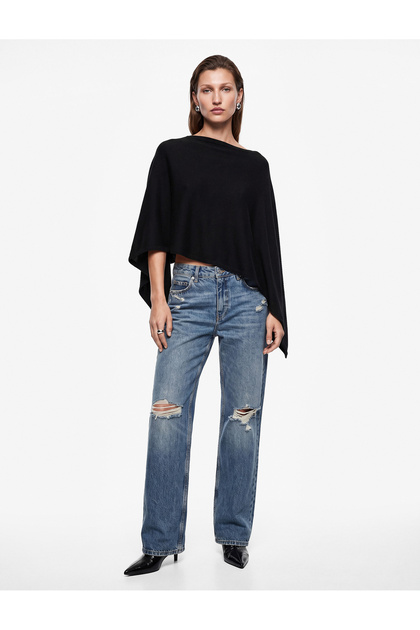 Long Wide Batwing Sleeve Boat Neck Knitwear Sweater Flowy