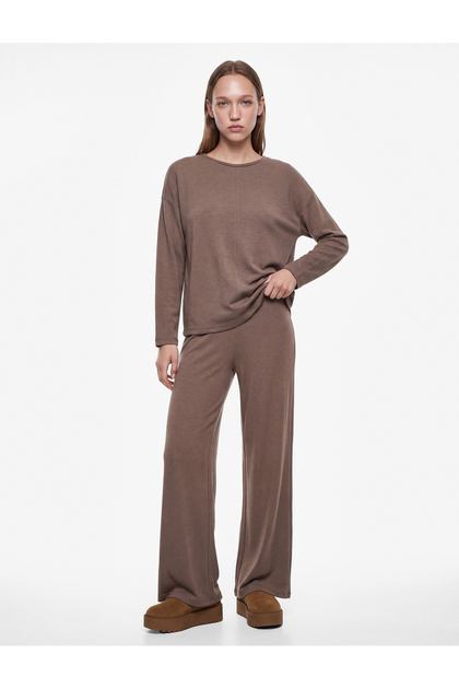 Viscose Blend Long Sleeve Crew Neck Pajama Top